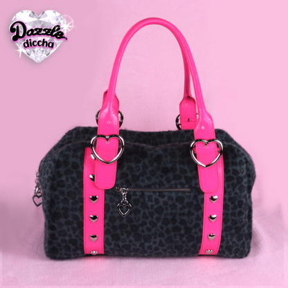 ❤︎⁠ leopard essentials handbag - black x hot pink ❤︎⁠