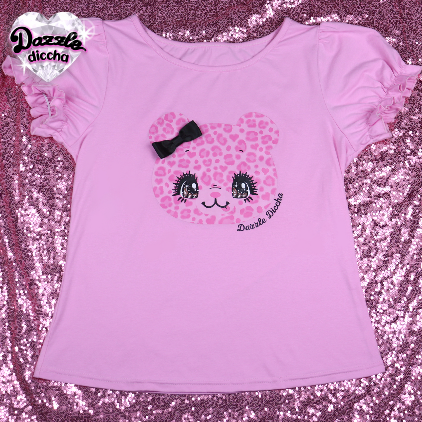 ❤︎⁠ leopard bear puff sleeve top - pink (PREORDER COMING SOON) ❤︎⁠