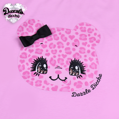 ❤︎⁠ leopard bear puff sleeve top - pink (PREORDER COMING SOON) ❤︎⁠