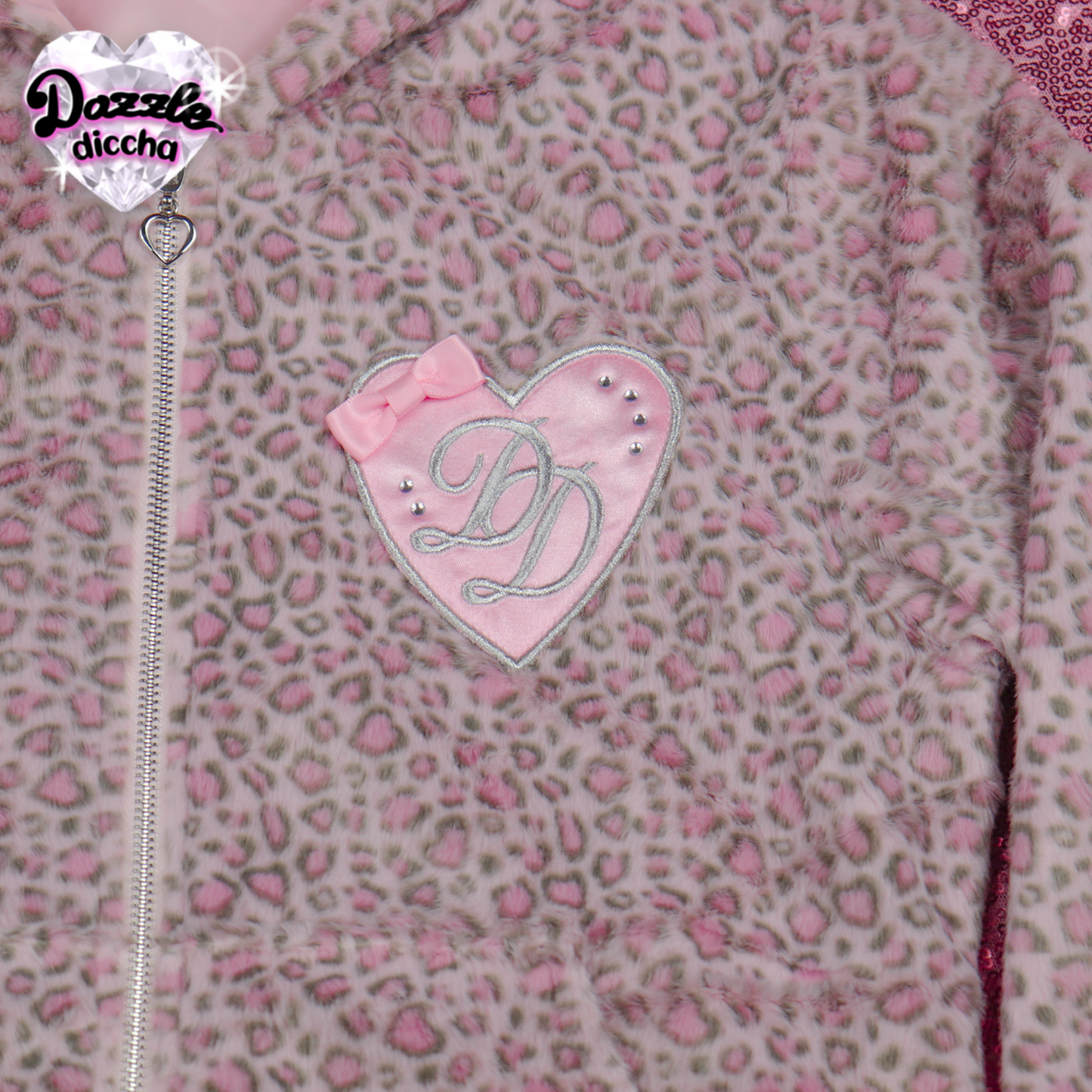 ❤︎⁠ leopard essentials hoodie - gray x pink (PREORDER COMING SOON) ❤︎⁠