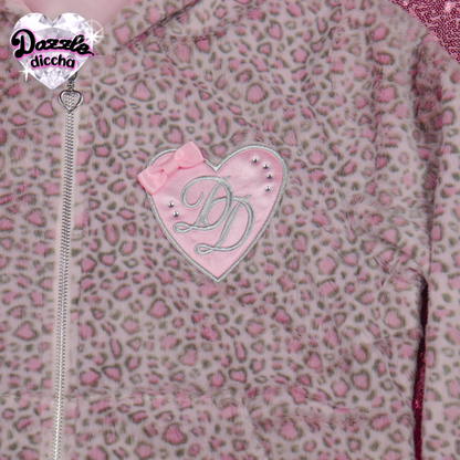 ❤︎⁠ leopard essentials hoodie - gray x pink (PREORDER COMING SOON) ❤︎⁠