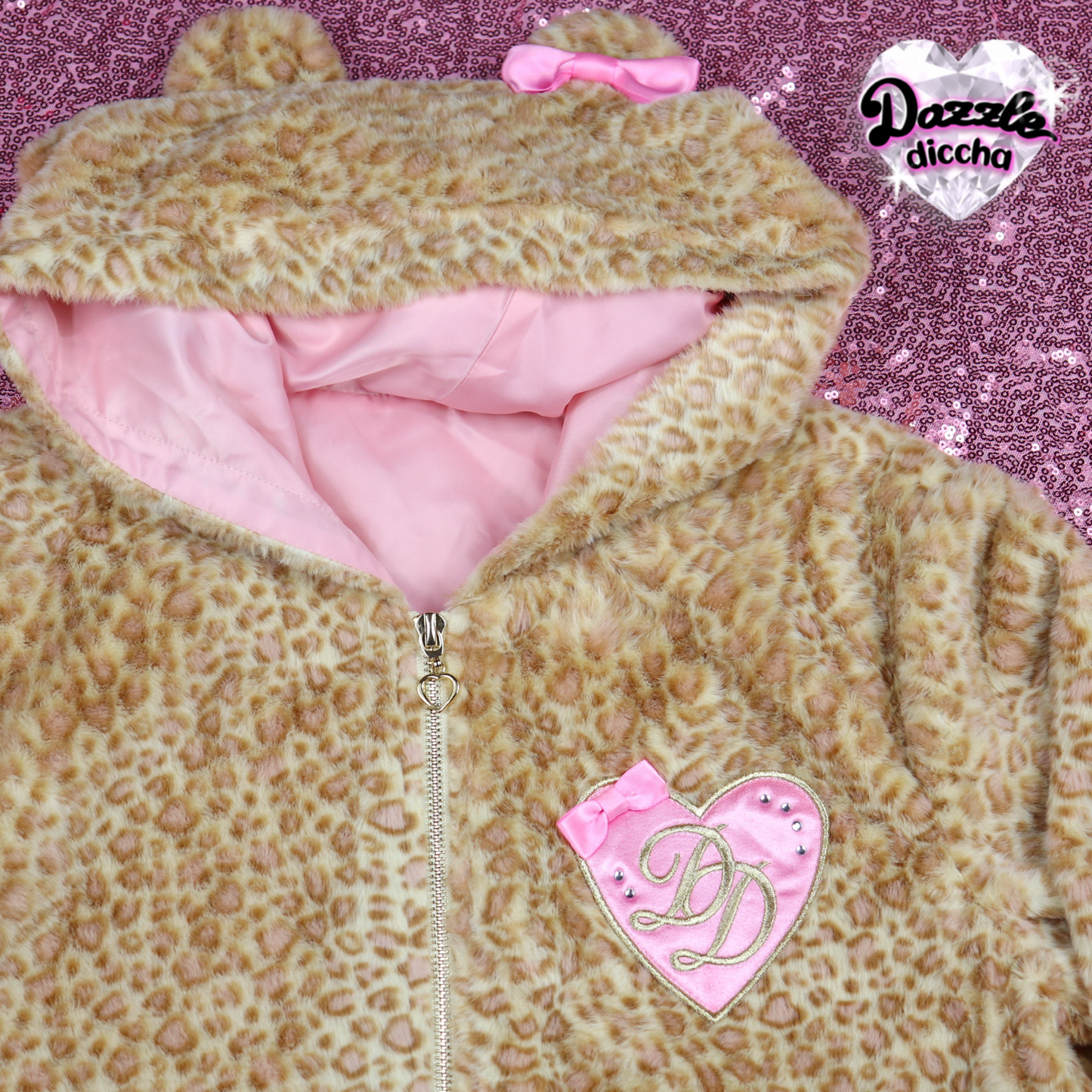 ❤︎⁠ leopard essentials hoodie - light brown x medium pink (PREORDER COMING SOON) ❤︎⁠