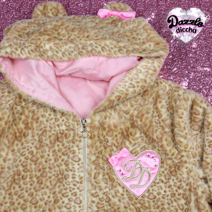 ❤︎⁠ leopard essentials hoodie - light brown x medium pink (PREORDER COMING SOON) ❤︎⁠