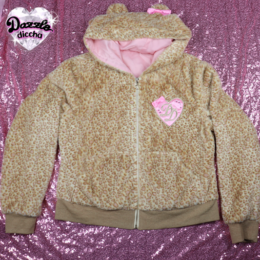 ❤︎⁠ leopard essentials hoodie - light brown x medium pink (PREORDER COMING SOON) ❤︎⁠