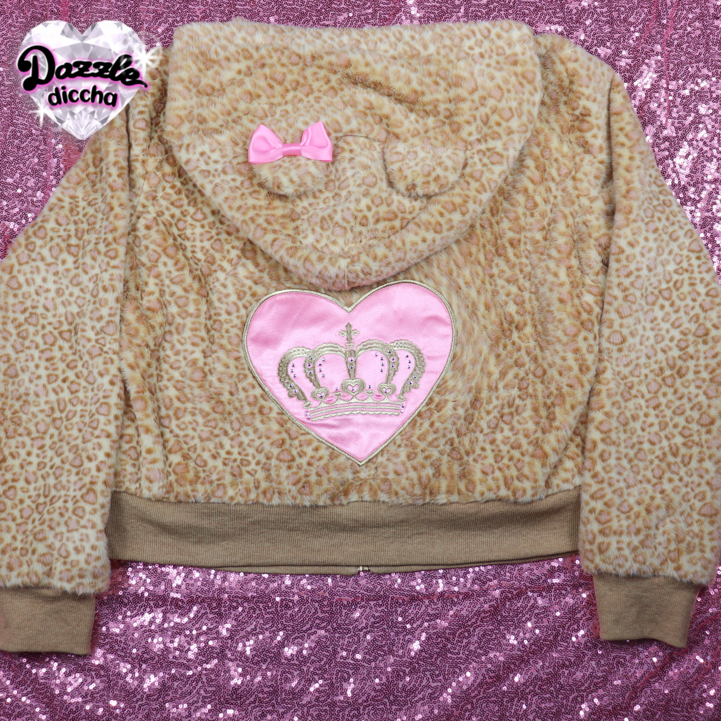❤︎⁠ leopard essentials hoodie - light brown x medium pink (PREORDER COMING SOON) ❤︎⁠