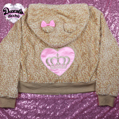 ❤︎⁠ leopard essentials hoodie - light brown x medium pink (PREORDER COMING SOON) ❤︎⁠