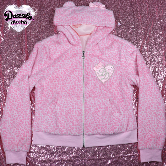 ❤︎⁠ leopard essentials hoodie - pink x pink (PREORDER COMING SOON) ❤︎⁠