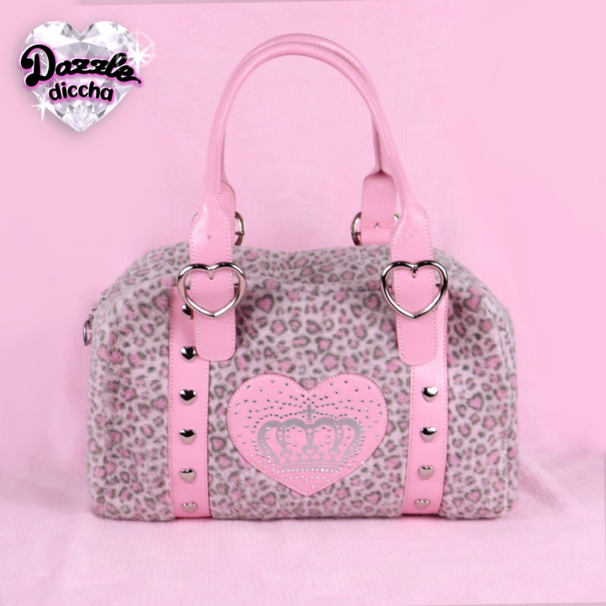 ❤︎⁠ leopard essentials handbag - gray x pink ❤︎⁠