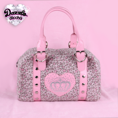 ❤︎⁠ leopard essentials handbag - gray x pink ❤︎⁠