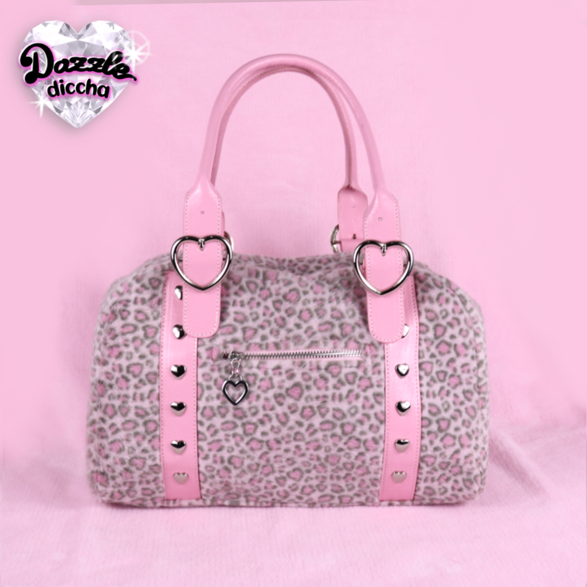 ❤︎⁠ leopard essentials handbag - gray x pink ❤︎⁠