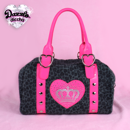 ❤︎⁠ leopard essentials handbag - black x hot pink ❤︎⁠