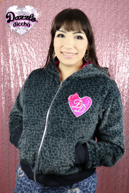 ❤︎⁠ leopard essentials hoodie - black x hot pink (PREORDER COMING SOON) ❤︎⁠