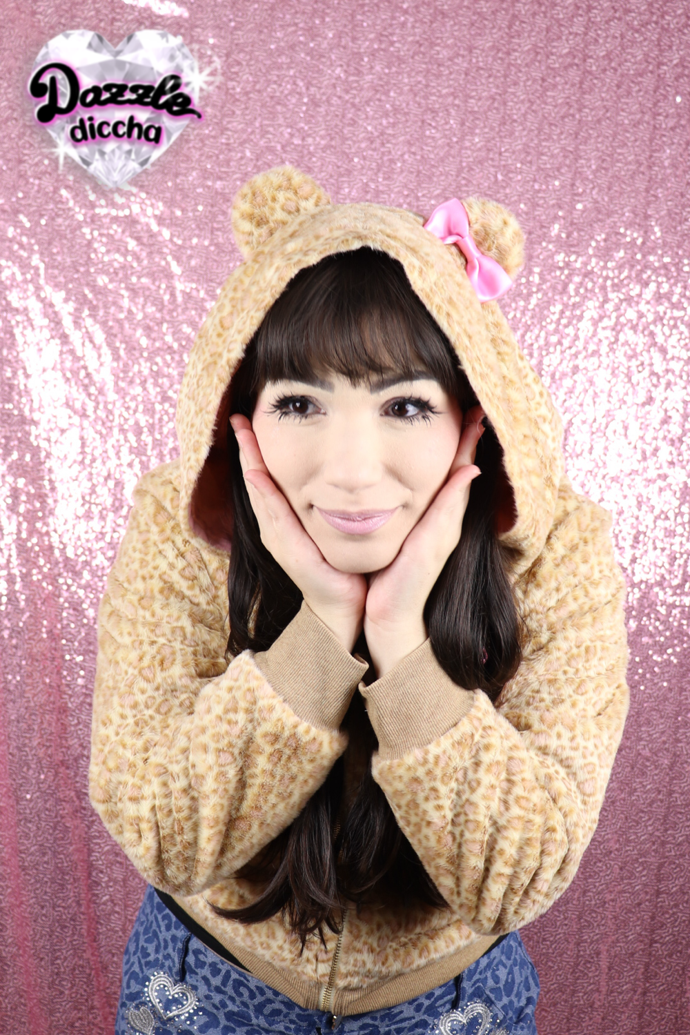 ❤︎⁠ leopard essentials hoodie - light brown x medium pink (PREORDER COMING SOON) ❤︎⁠